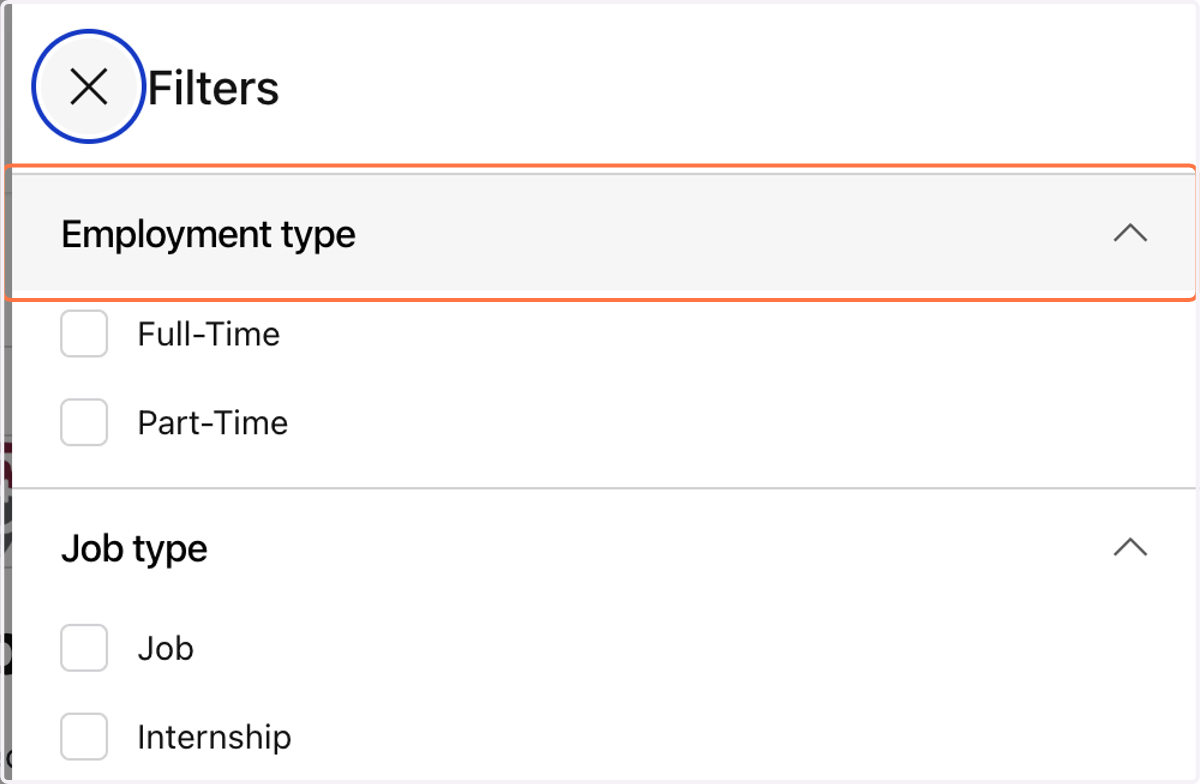You can search by Employment type...