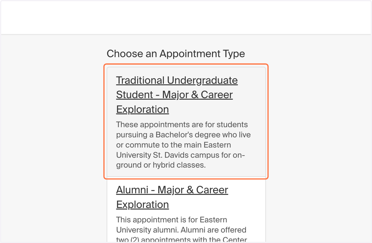 Then select what kind of student you are