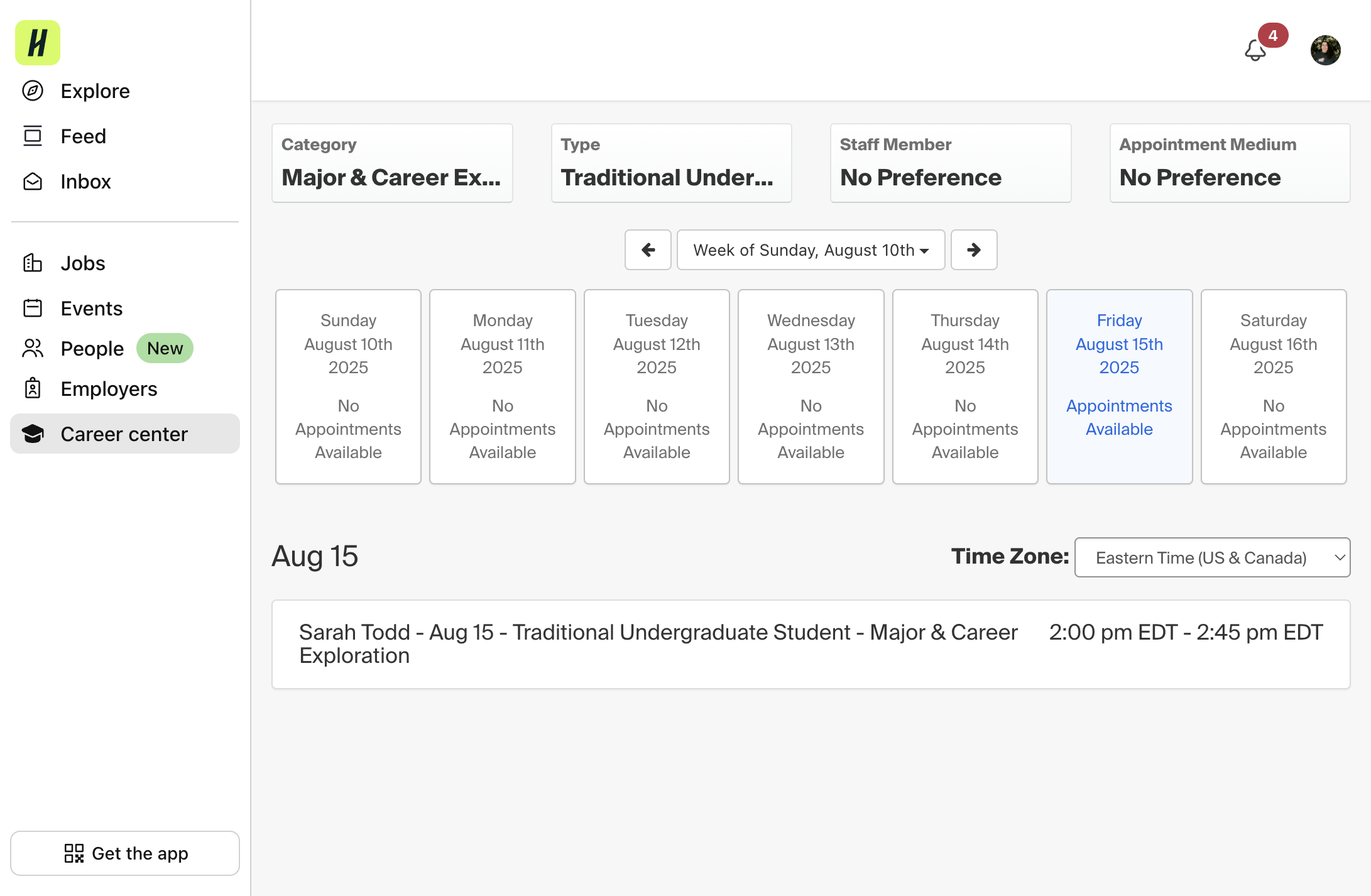 And then select a time and career counselor