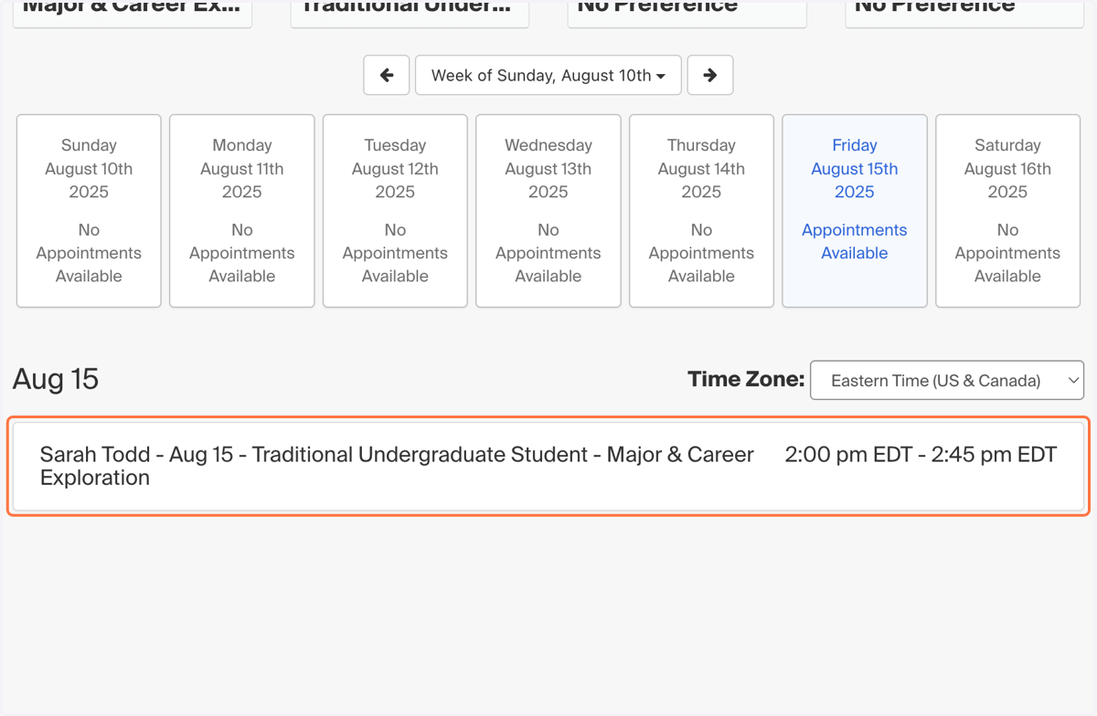 And then select a time and career counselor
