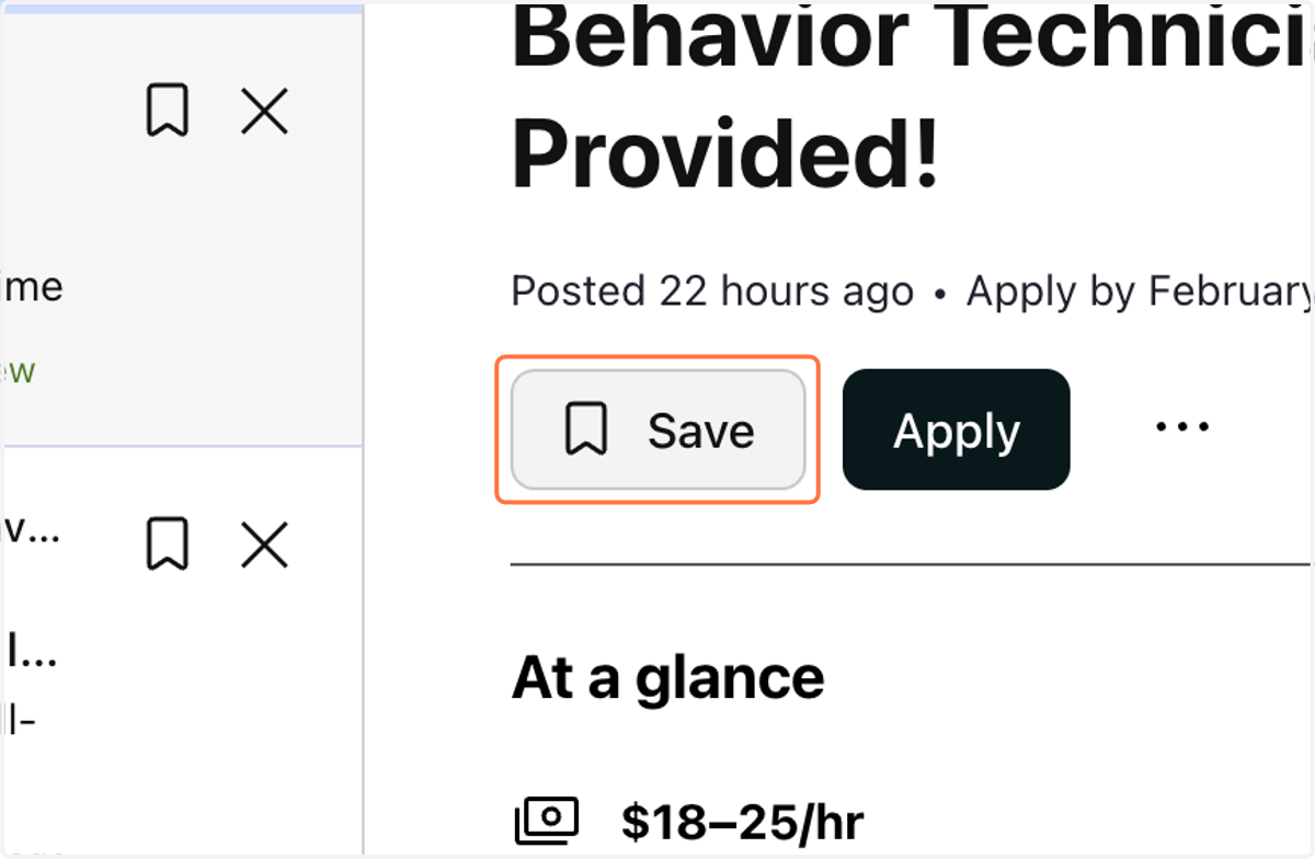 Once you find an opportunity you're interested in, you can click the Save button so that you can come back to it.