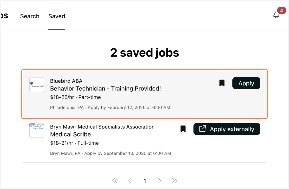 You will also receive an email reminder from Handshake as the application deadline for any of your saved jobs approaches.