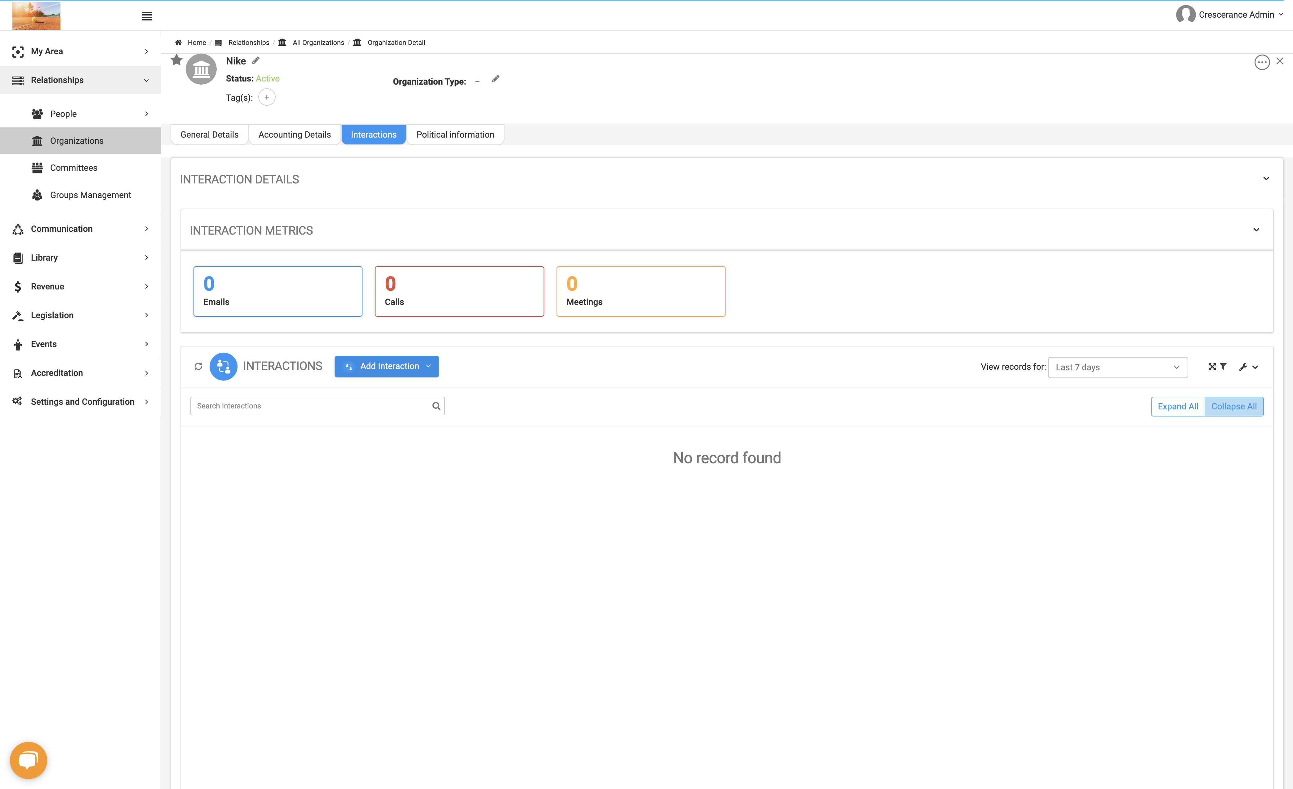 Click on Add Interaction