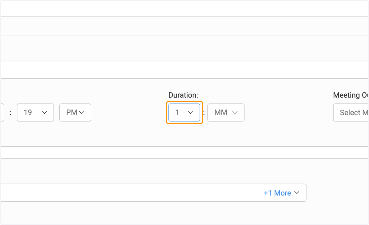 Add your meeting date, time and duration