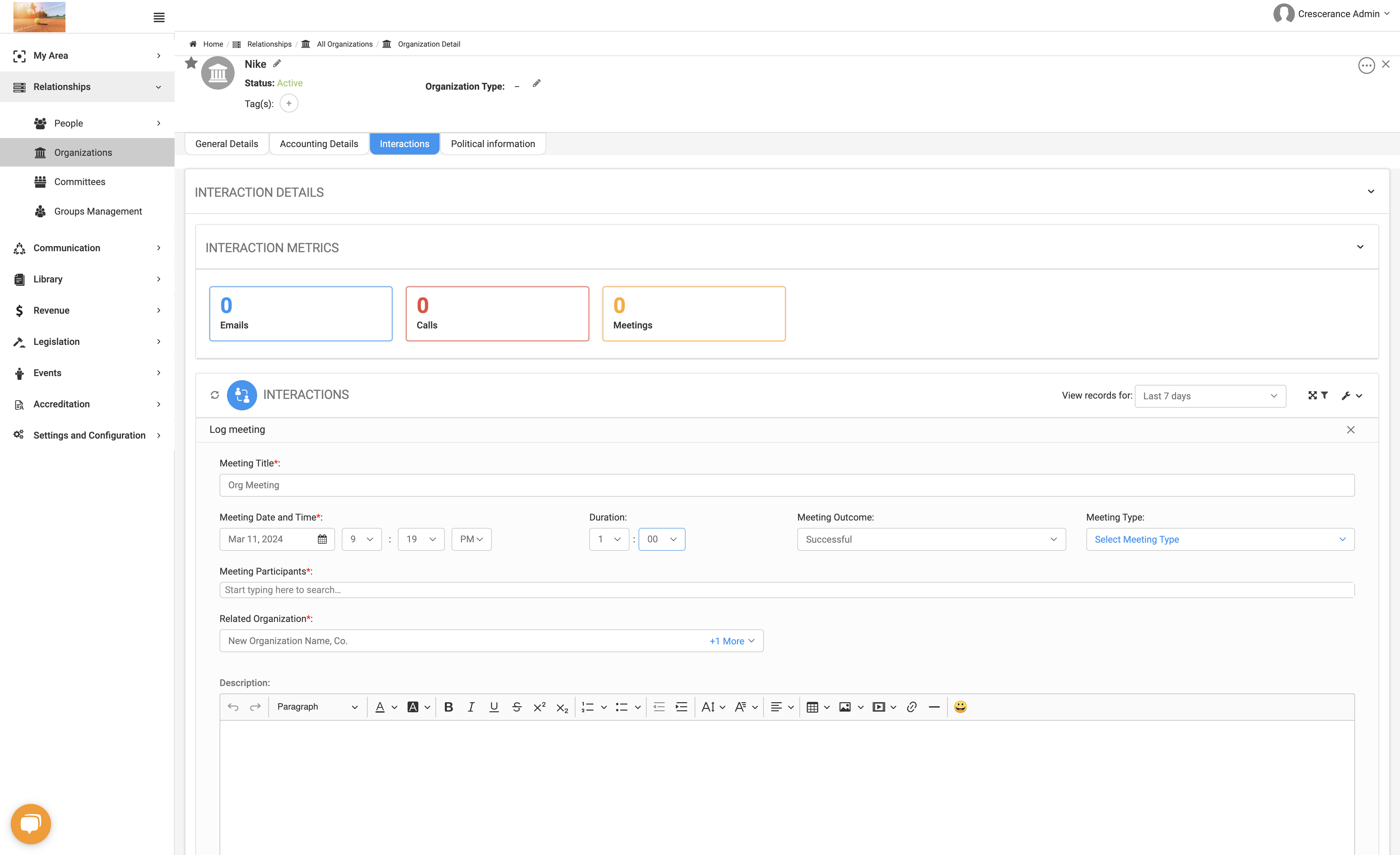 Click on Select Meeting Type
