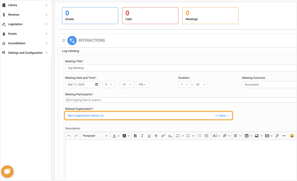Search for the related Organization Name