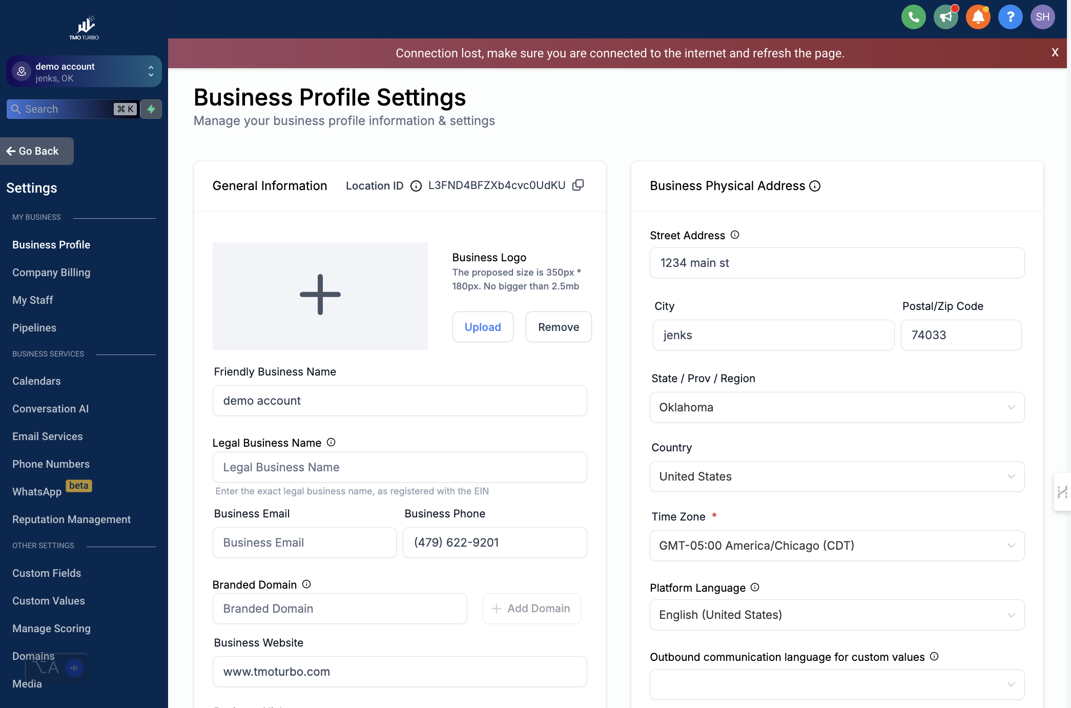 Business Physical Address