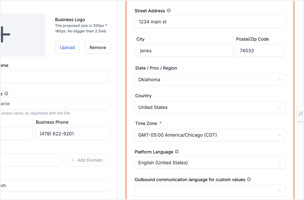 Business Physical Address