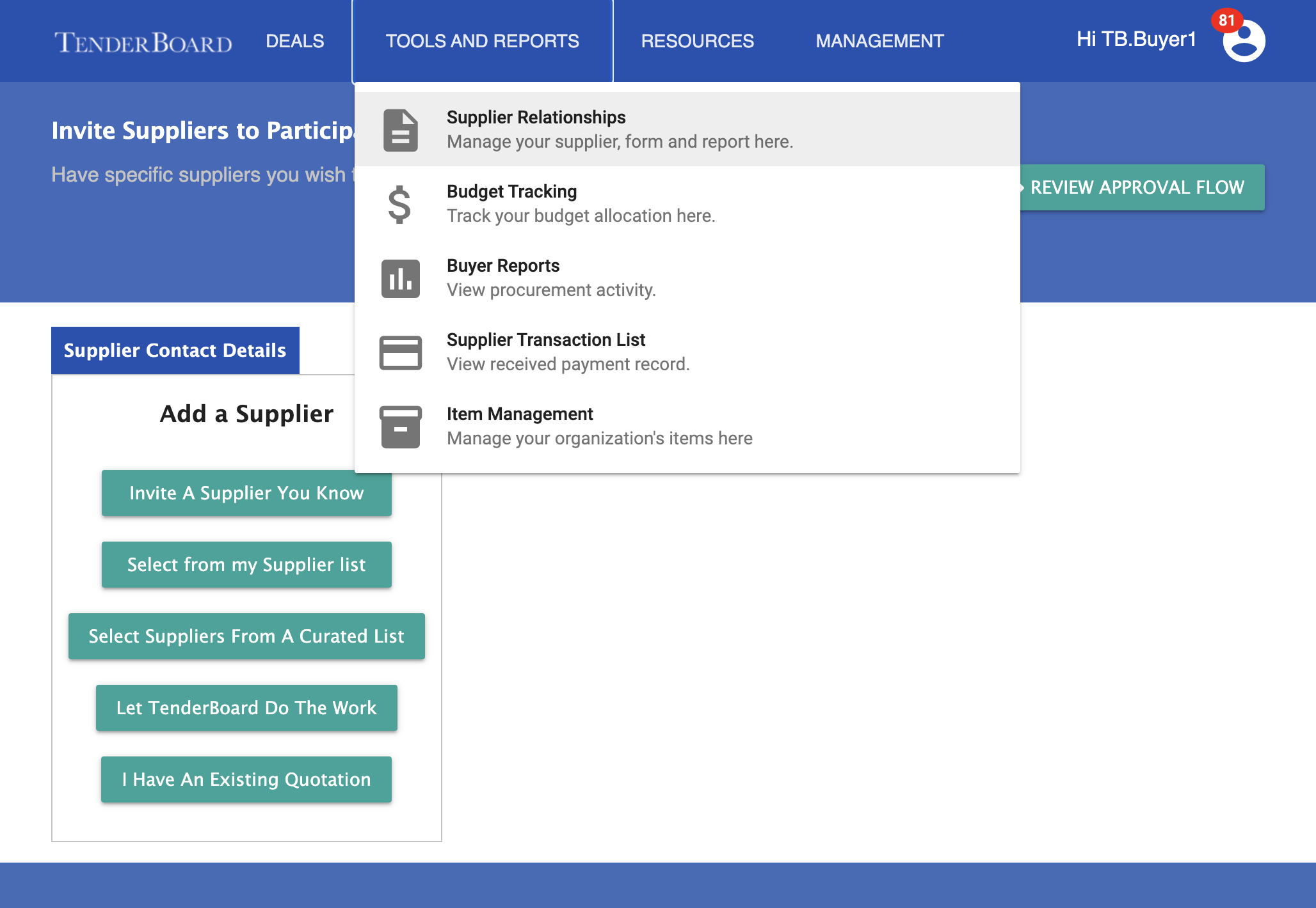 Click on Supplier Relationships