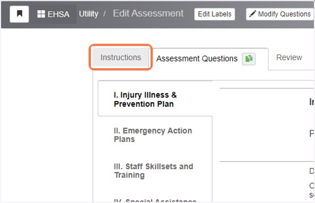 Navigate to the Instructions tab at the top of the page.
