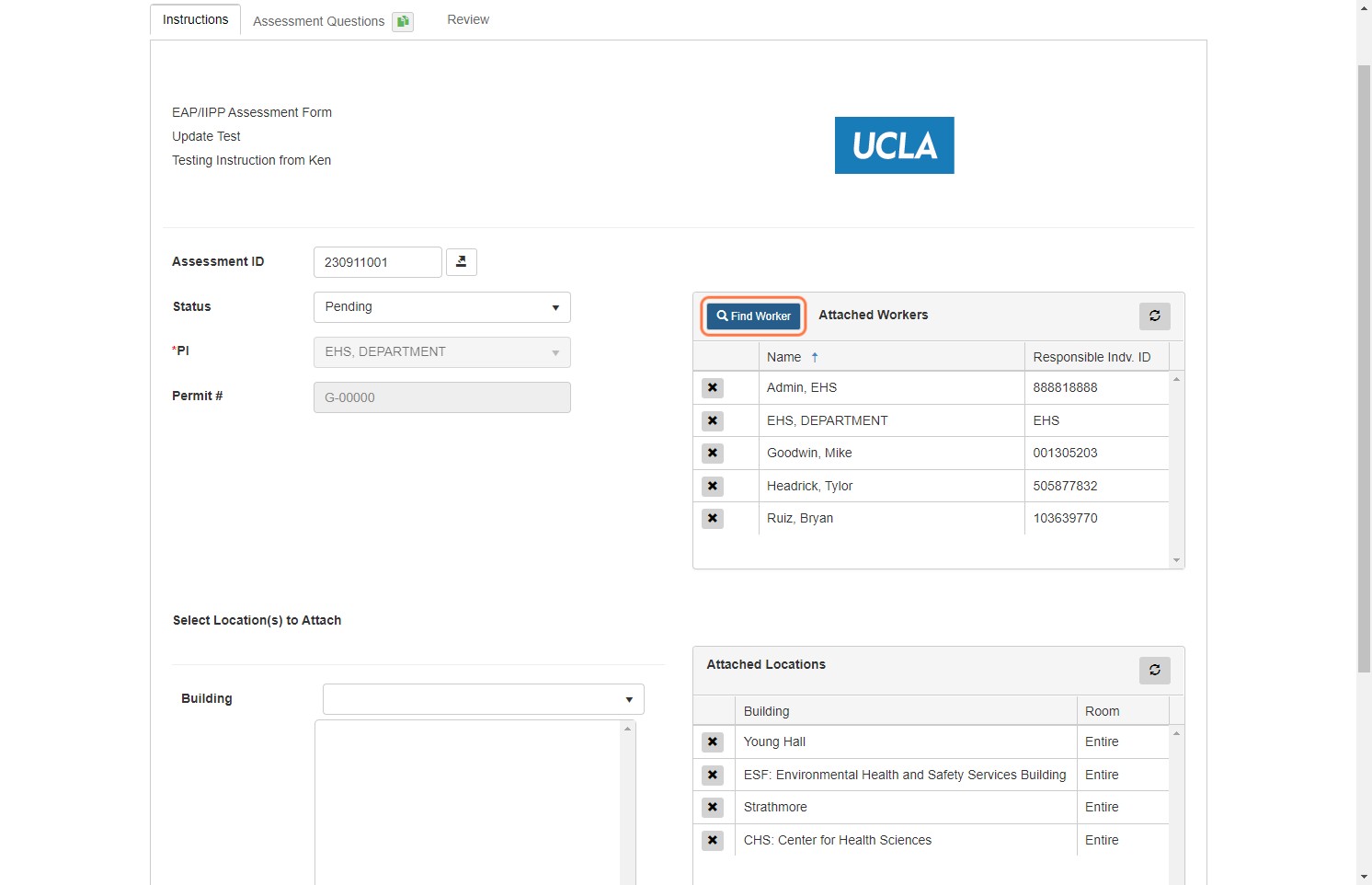 Click on the blue "Find Worker" button. This will open the Select Worker window.
