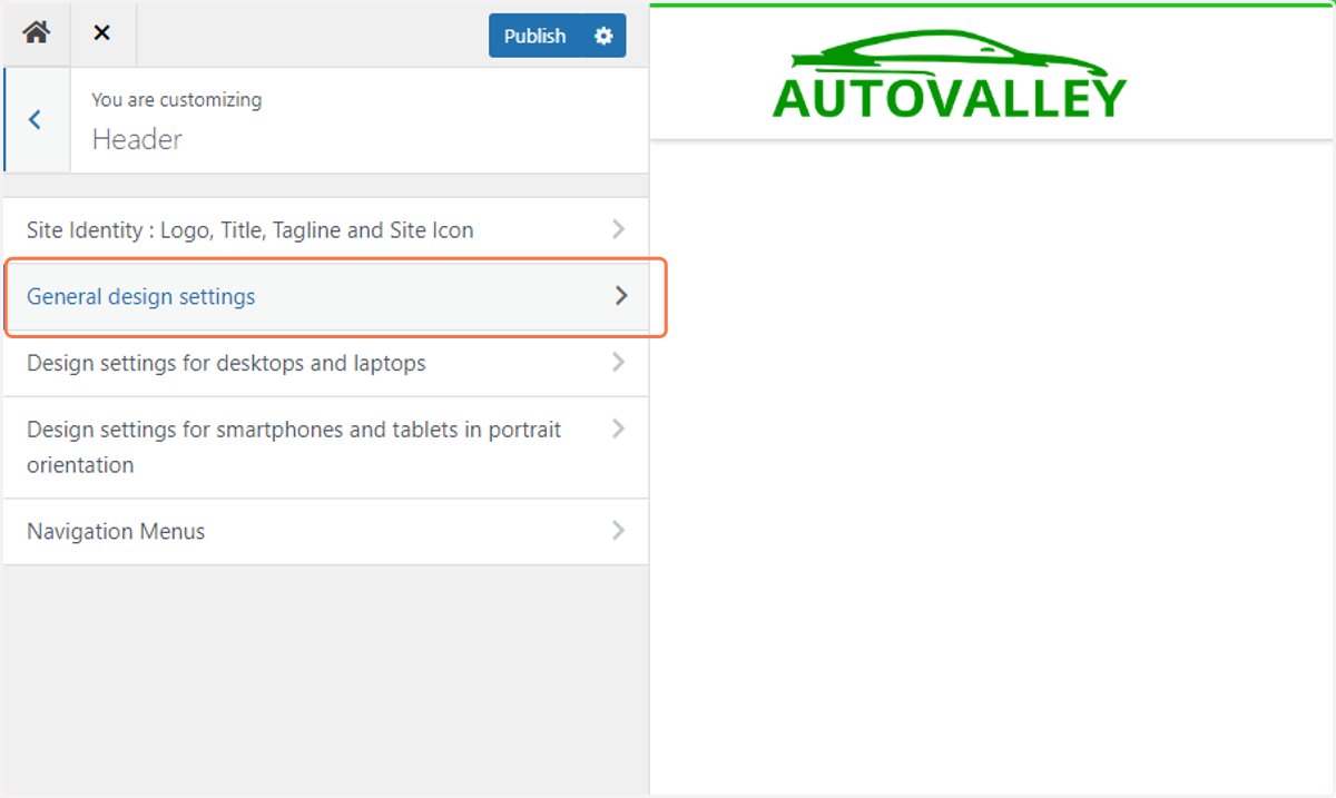 Click on General design settings…