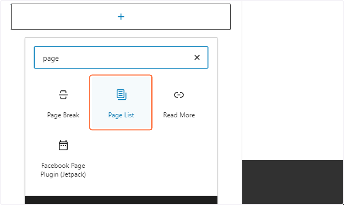 Click on Page List to add it to the widget area