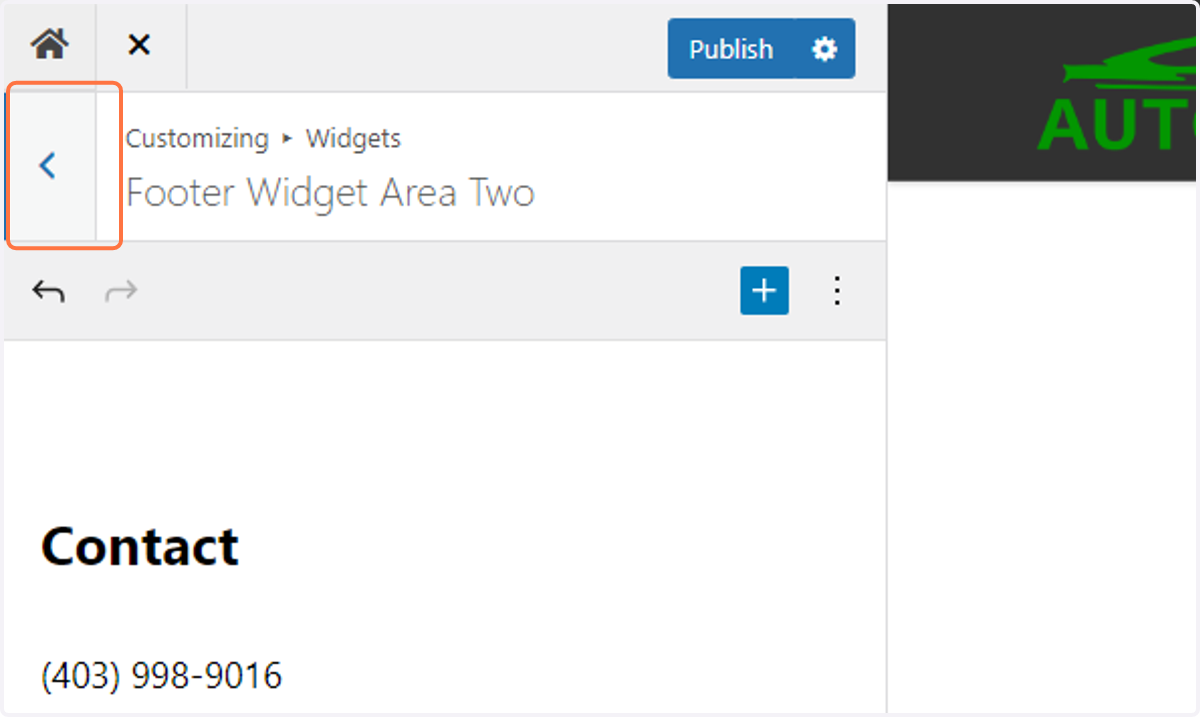 Return to the previous menu by clicking on the back arrow
