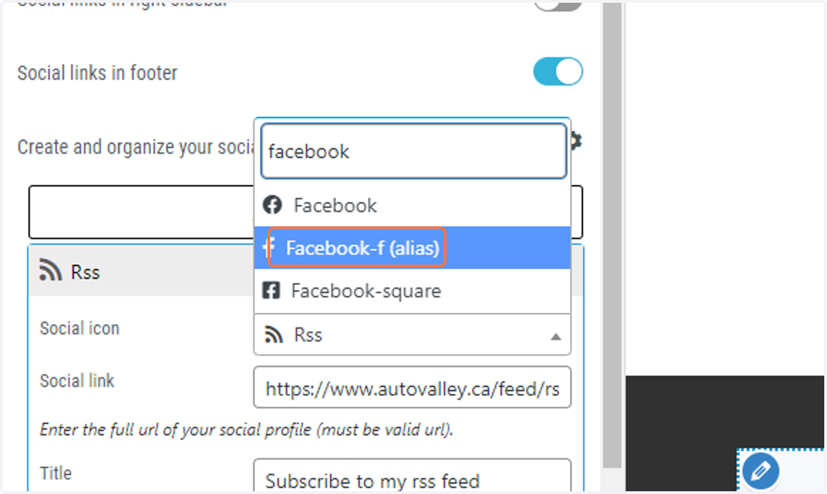 Search for the Facebook icon and select one