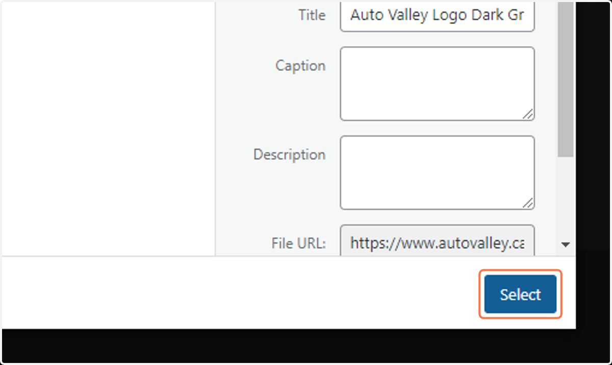 Select the Horizontal logo and Click on Select to confirm