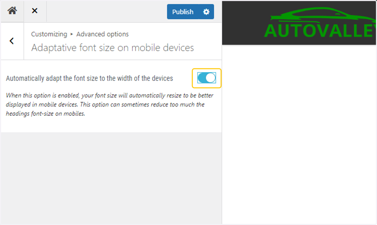 Toggle on the Adaptive Fonts option