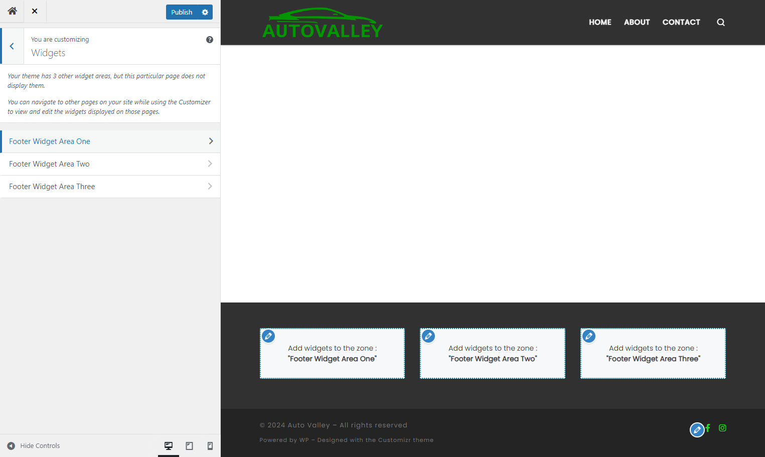 Click on Footer Widget Area One…