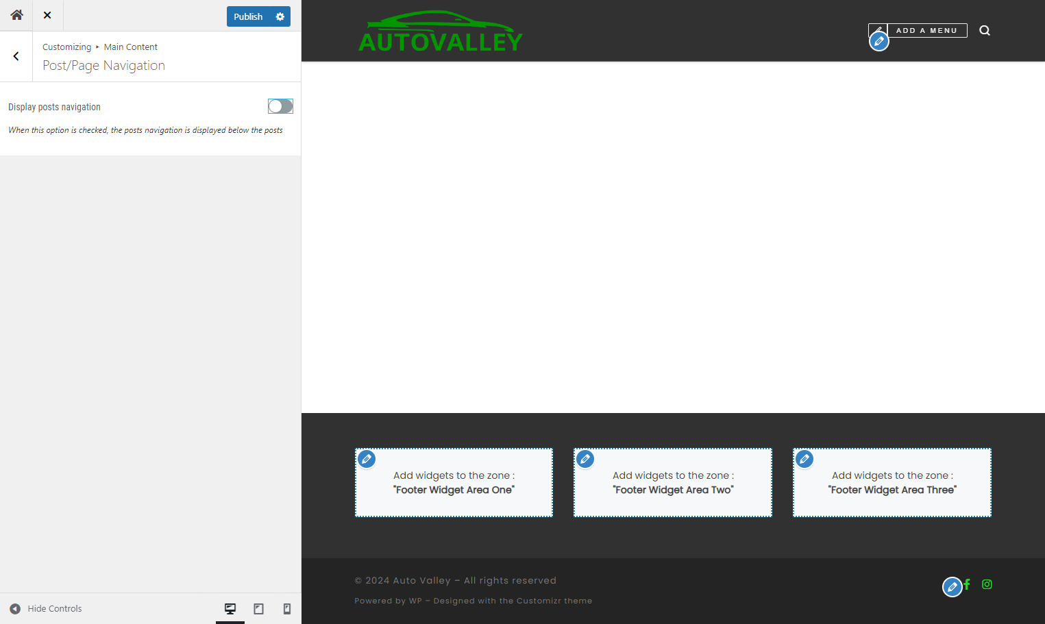 Toggle off the post navigation option