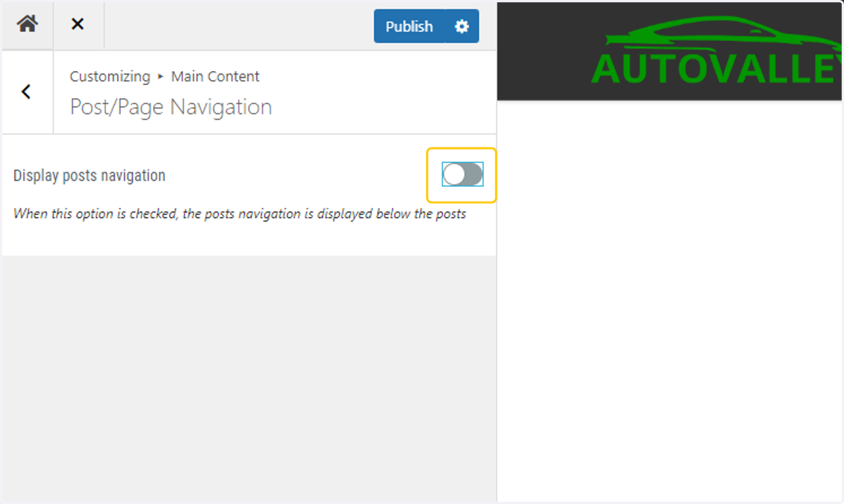 Toggle off the post navigation option