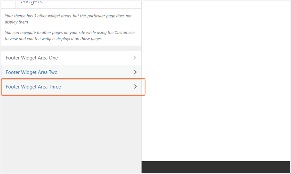 Click on Footer Widget Area Three