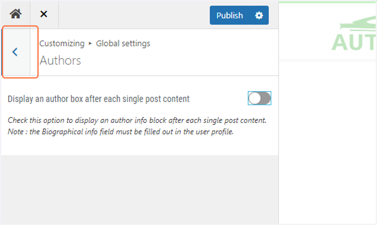 Return to the previous menu by clicking on the back arrow