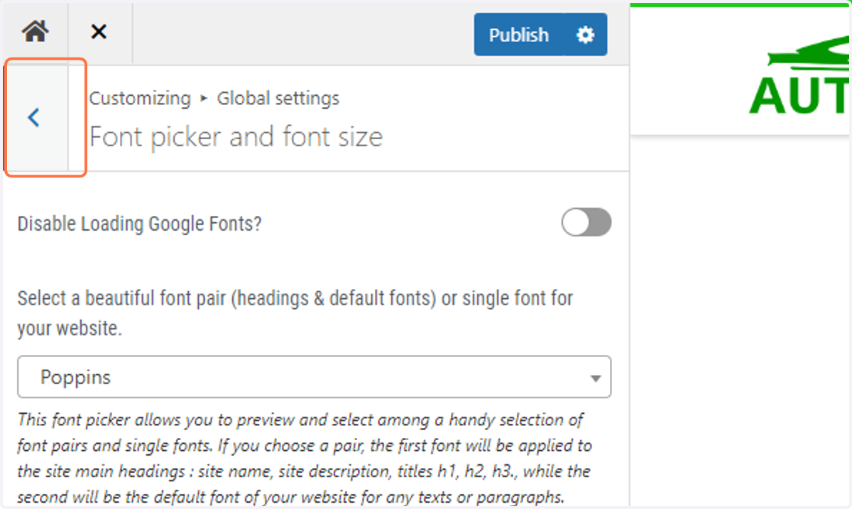 Return to the previous menu by clicking on Back