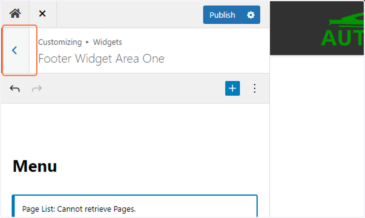 Return to the previous menu by clicking on the back arrow