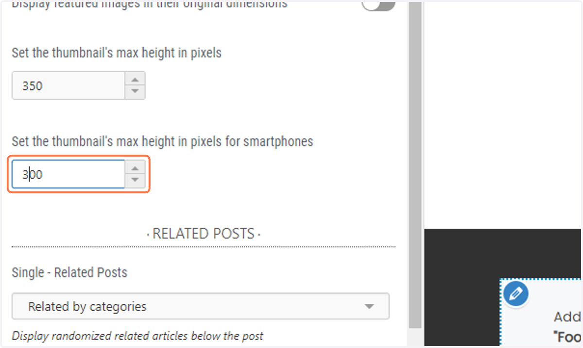 Set the thumbnail size for smartphones to 300px