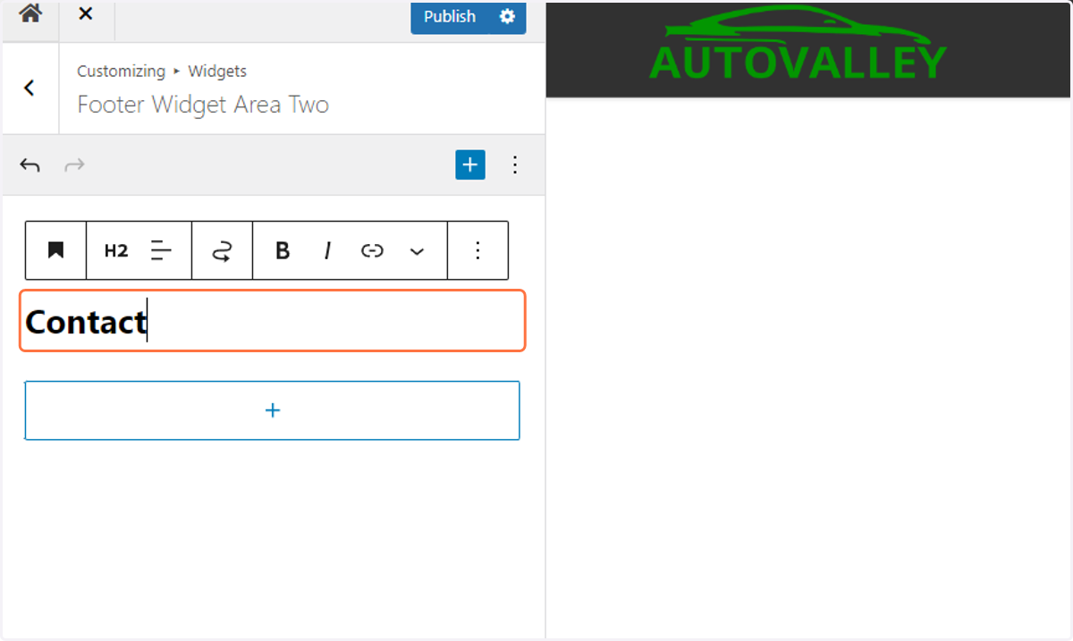 Type Contact into the corresponding input