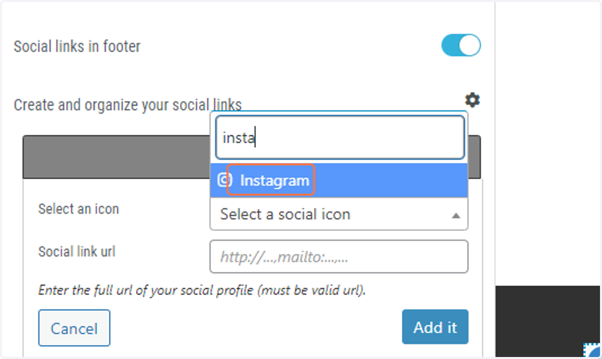 Search for the Instagram icon