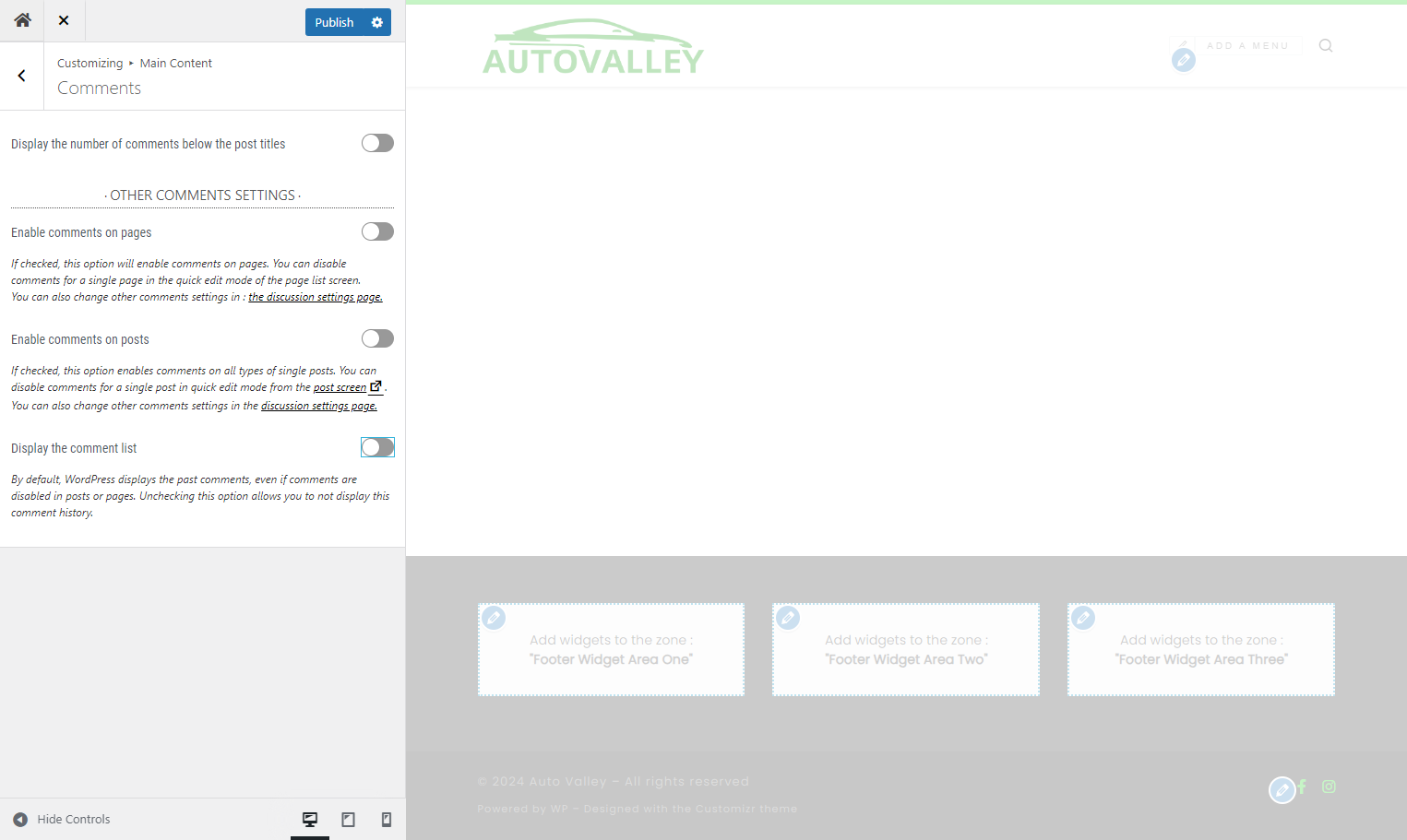 Toggle off all of the options