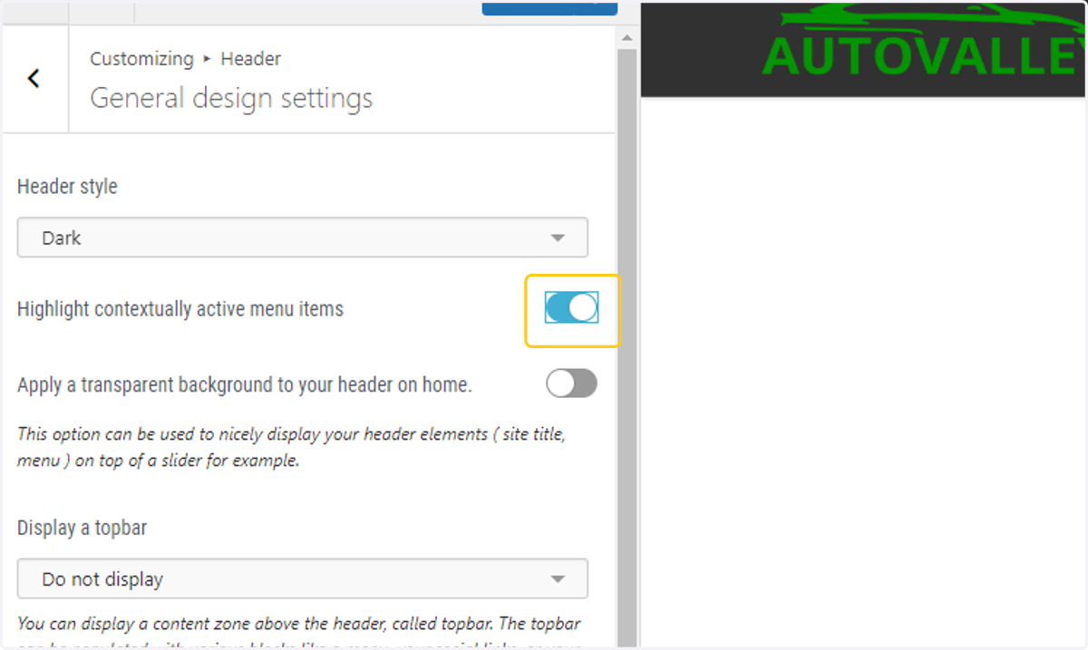 Toggle on the Contextual Highlight option