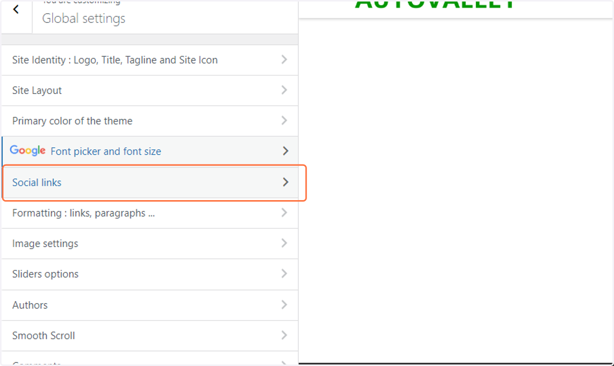 Click on Social links