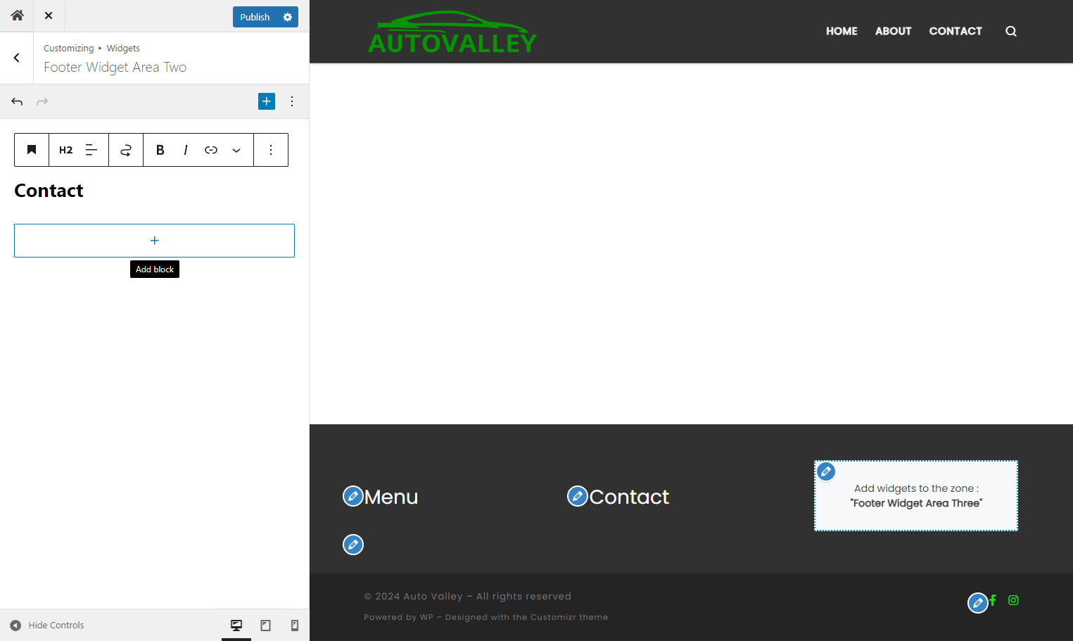 Click on the plus symbol to Add a new block