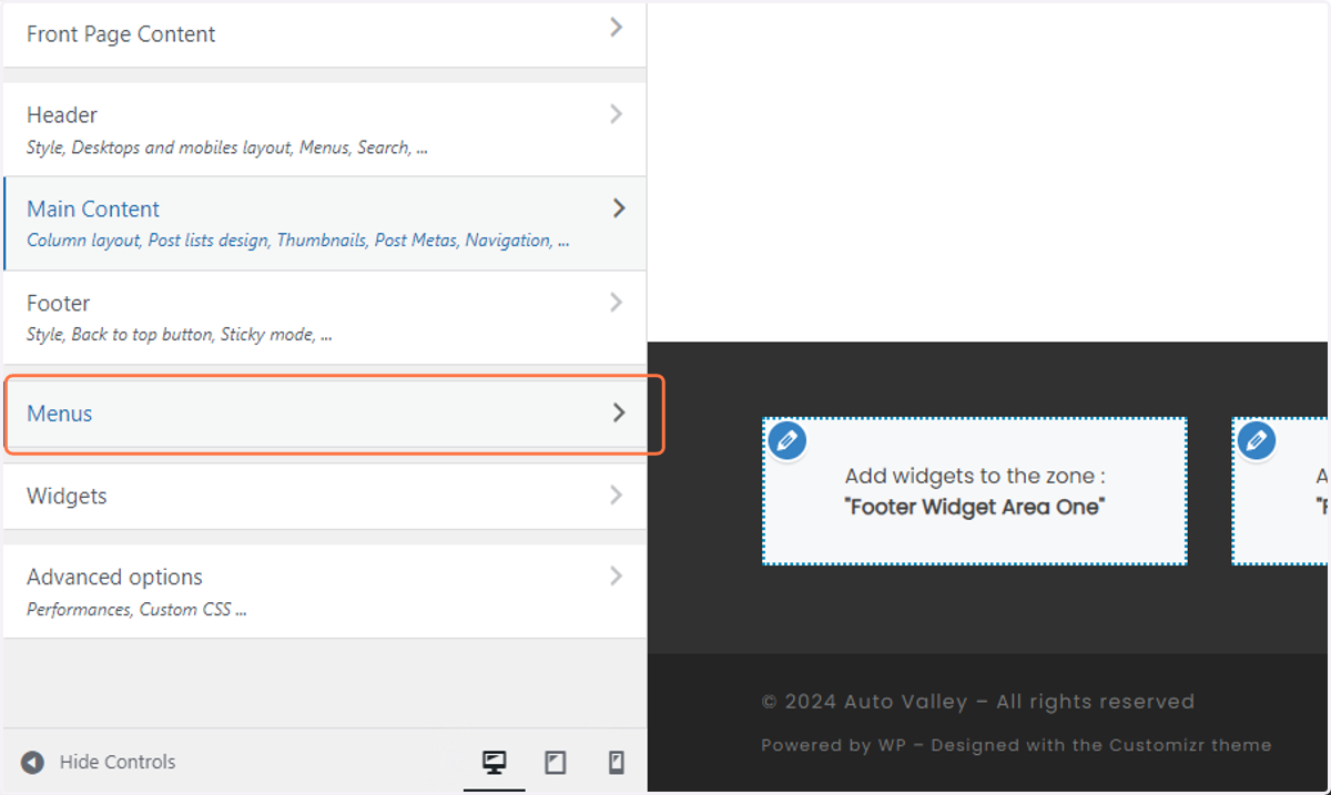 Click on Menus