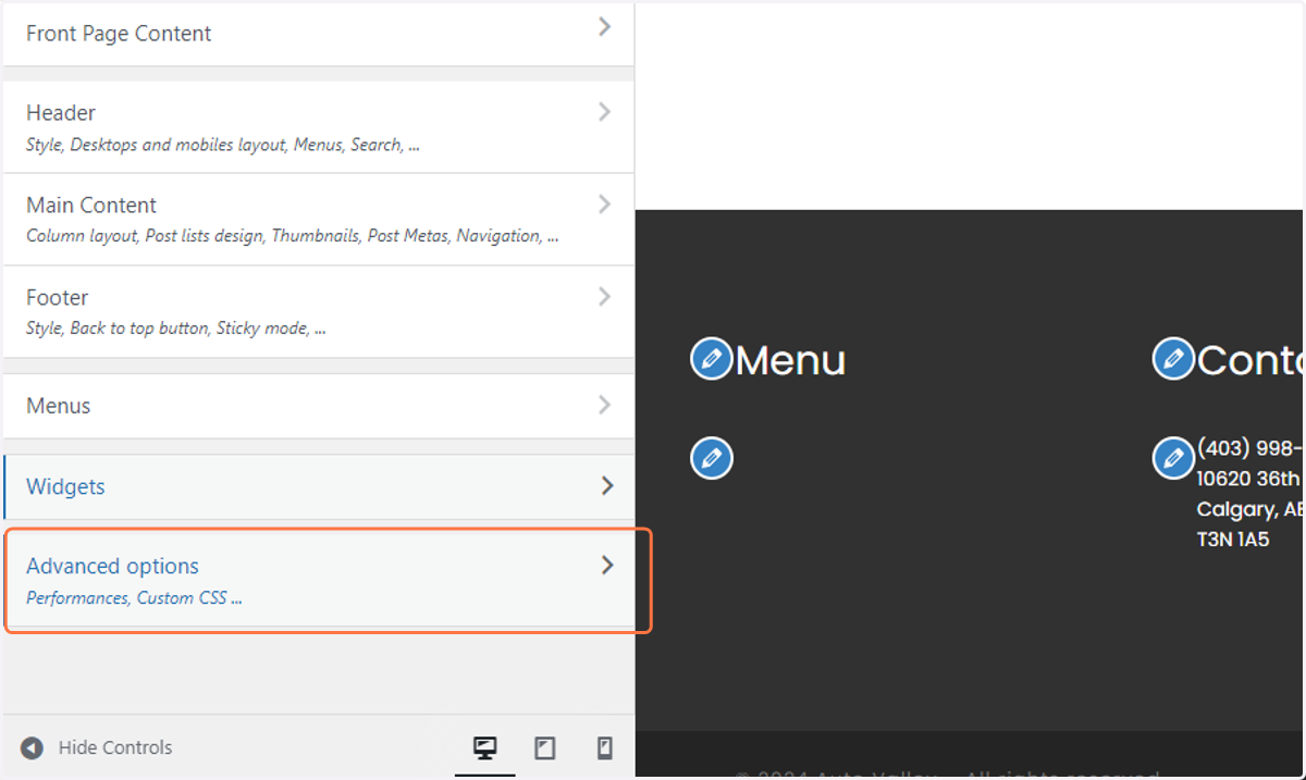 Click on Advanced options