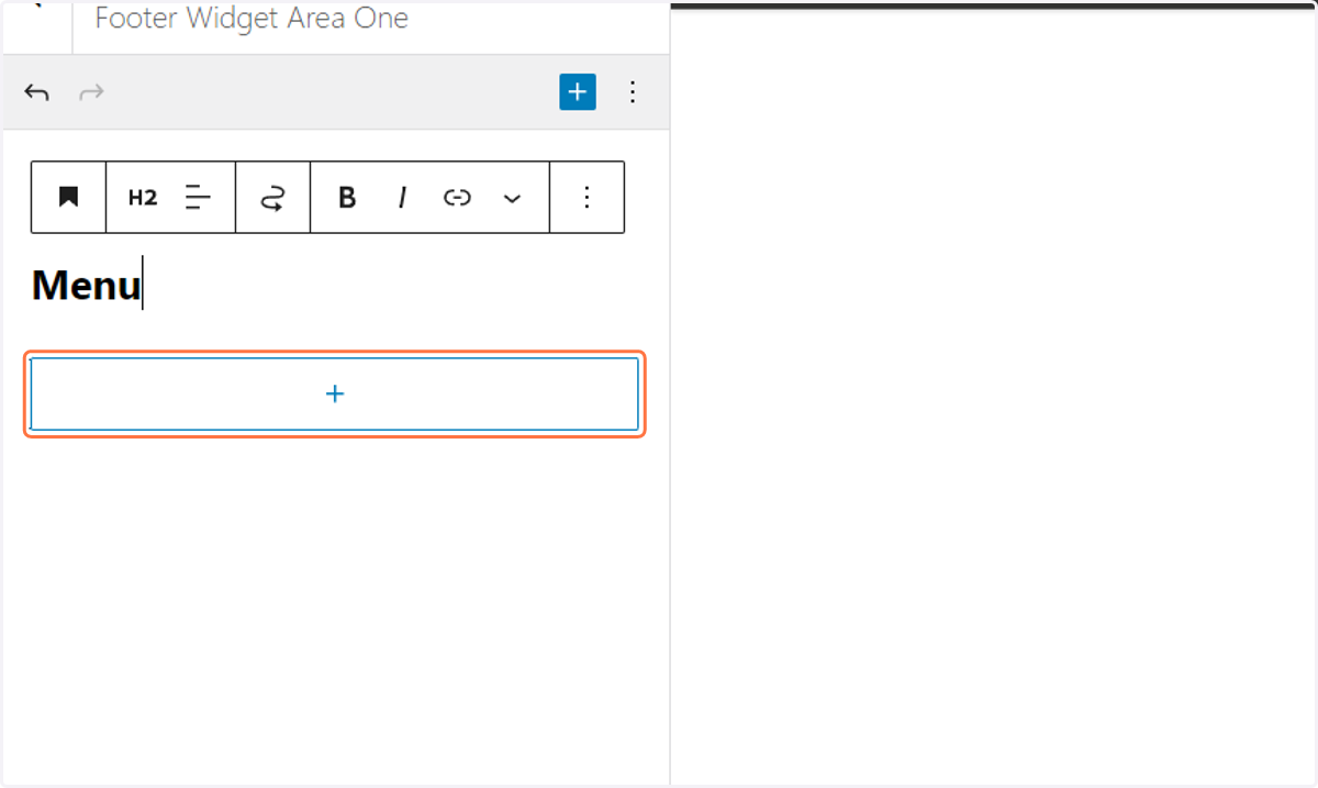 Click on the plus symbol to Add a new block