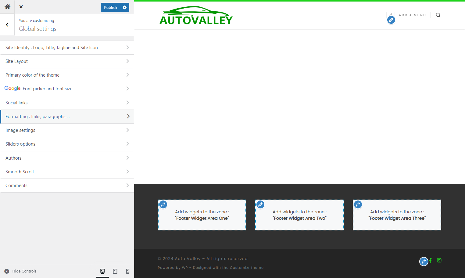Click on Formatting : links, paragraphs