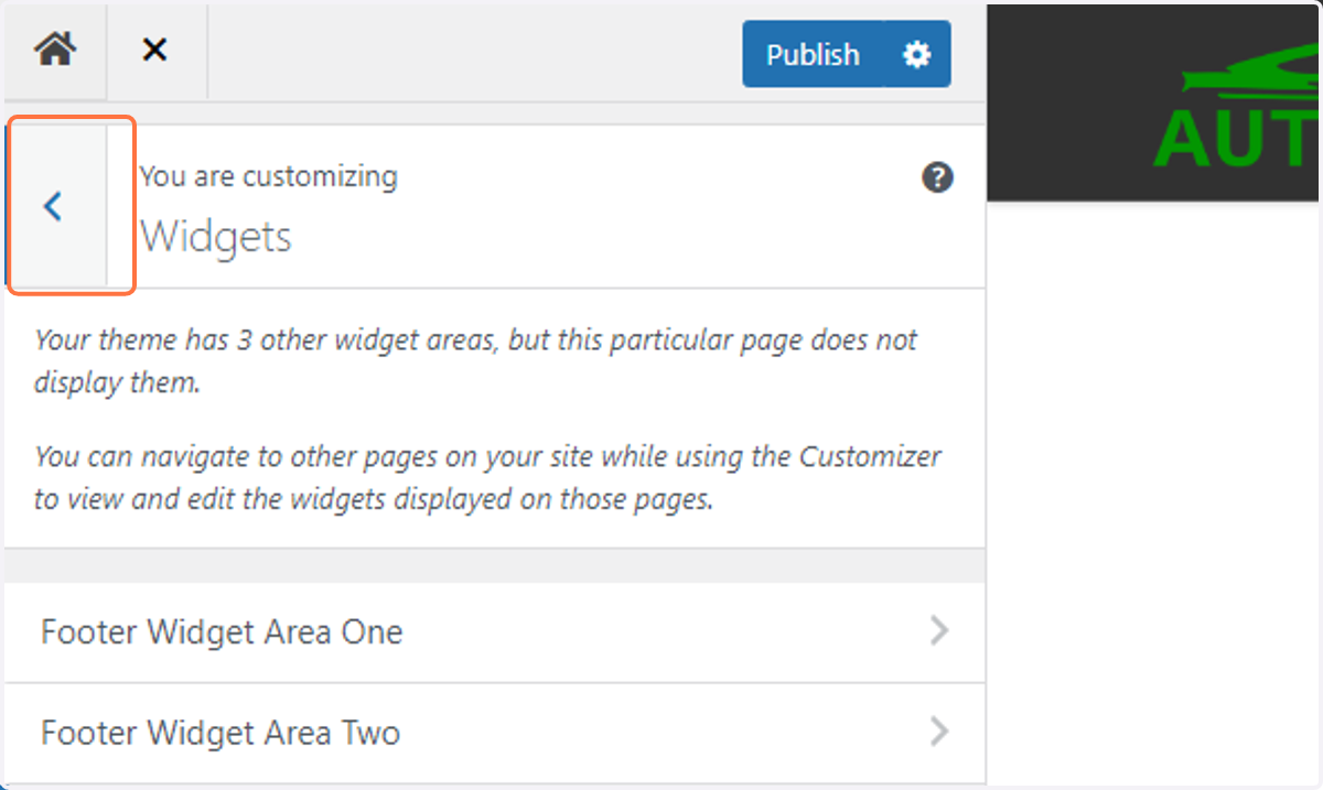 Return to the previous menu by clicking on the back arrow