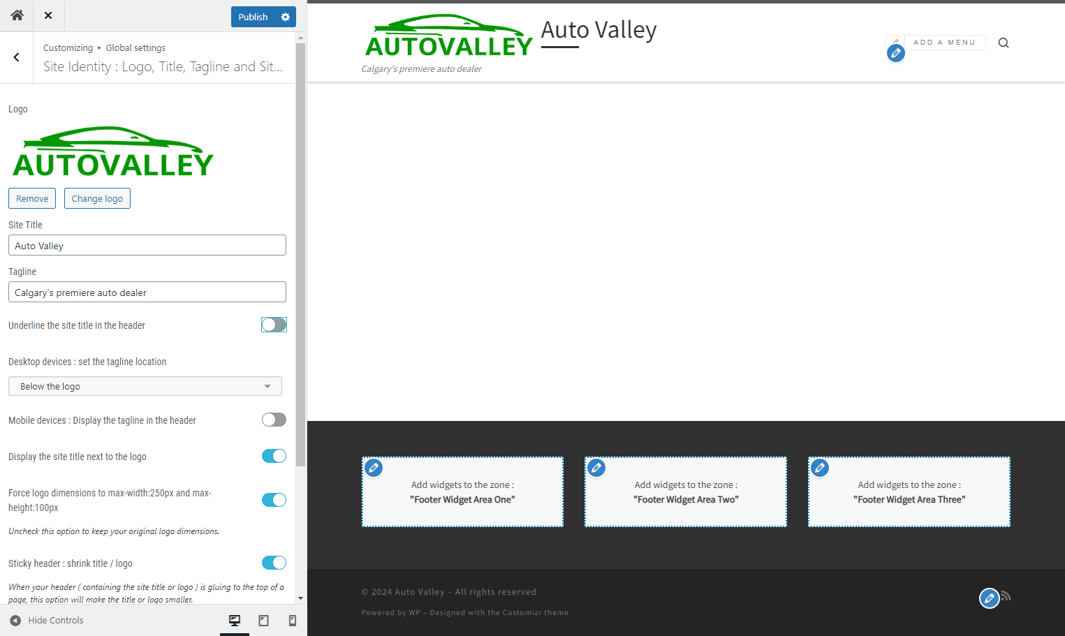 Turn off the underline site title option