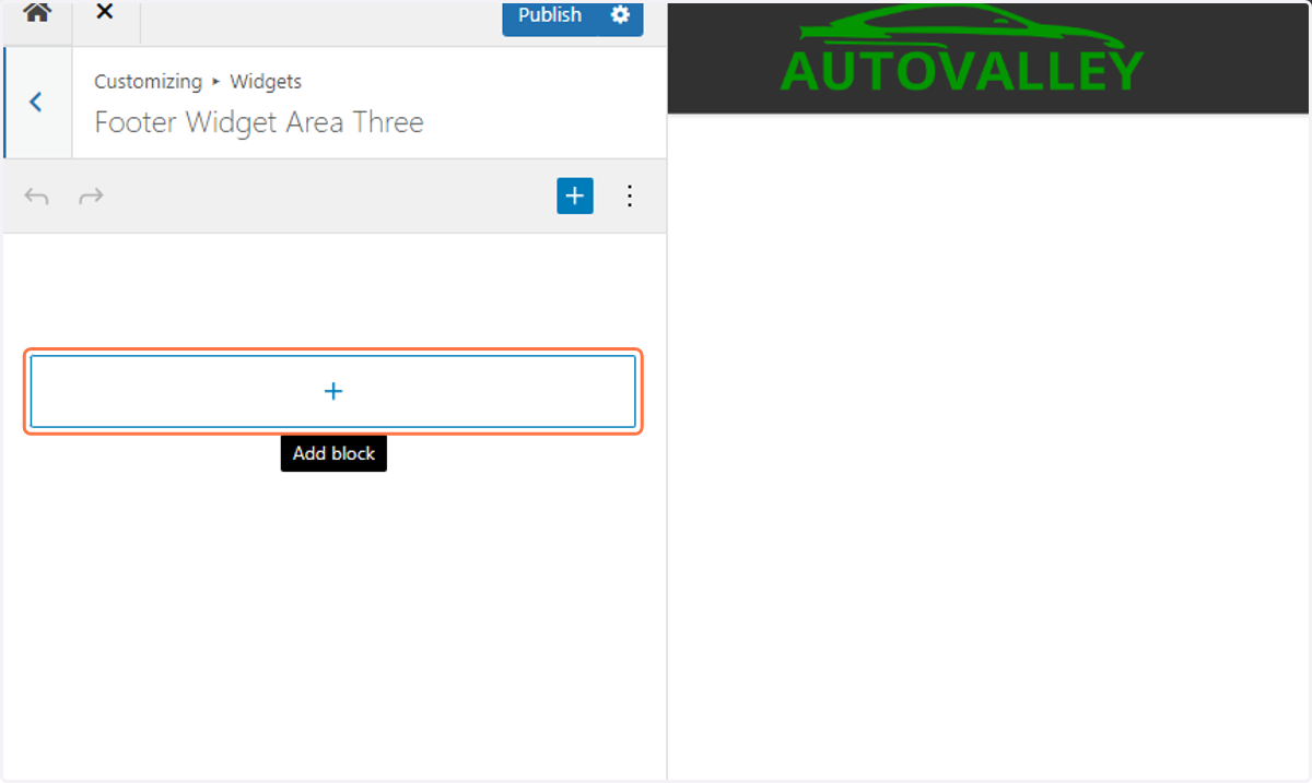 Click on the plus symbol to Add a new block