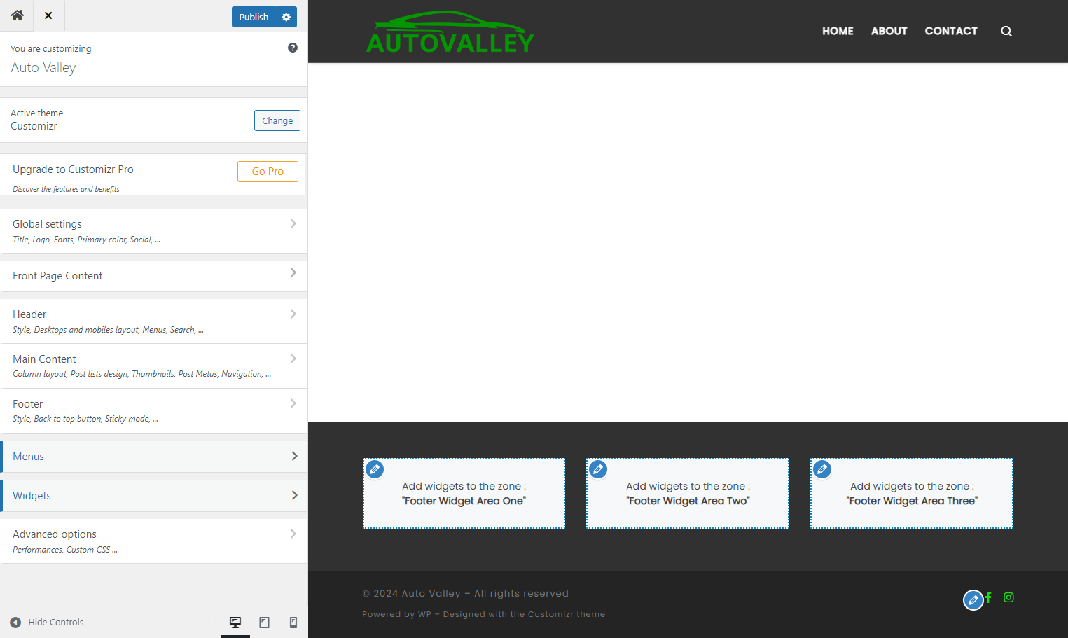 Click on Widgets