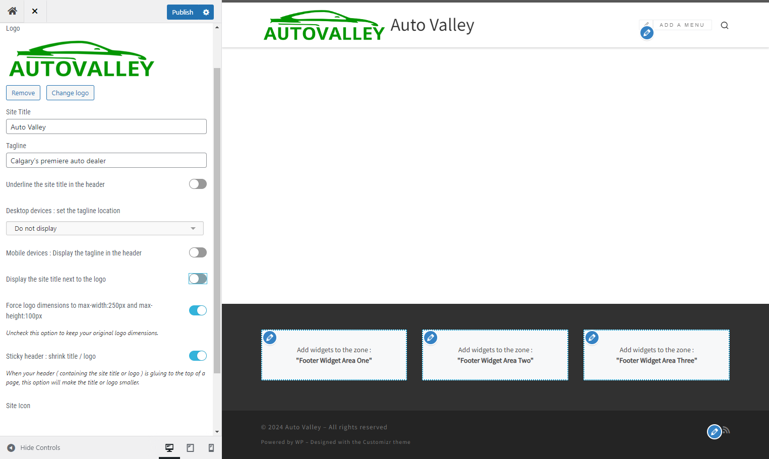Turn off the site title option