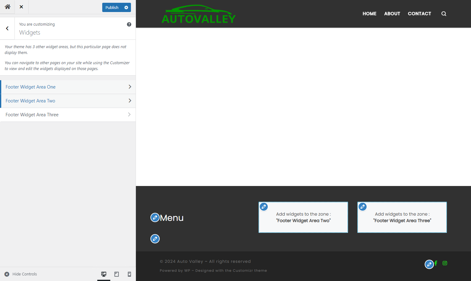 Click on Footer Widget Area Two