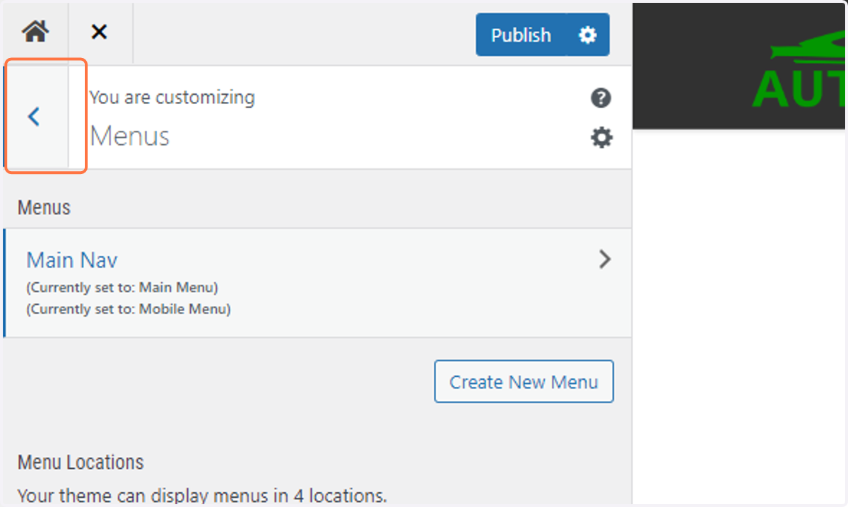 Return to the previous menu by clicking on the back arrow