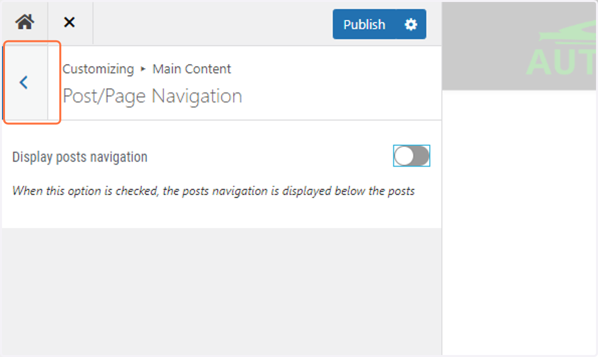 Return to the previous menu by clicking on the back arrow