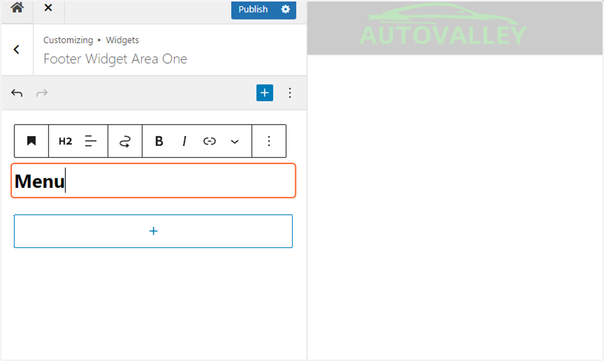 Type Menu in the corresponding input