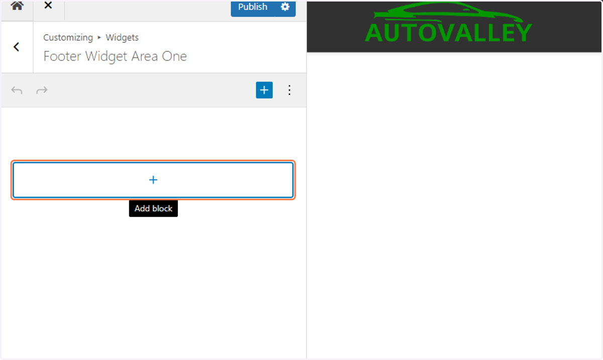 Click on the plus symbol to Add a new block