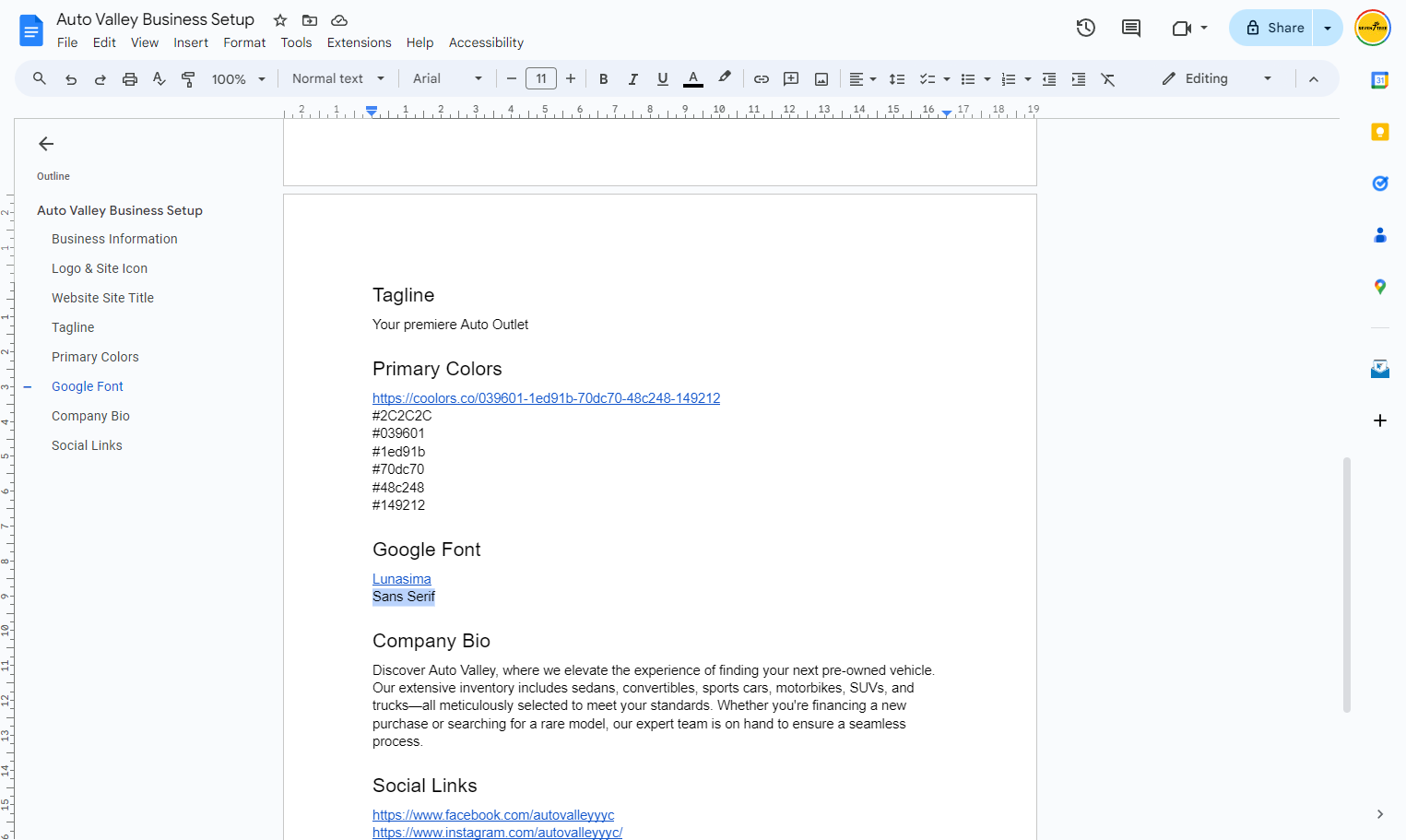 Retrieve the Font Family from the Guiding Doc